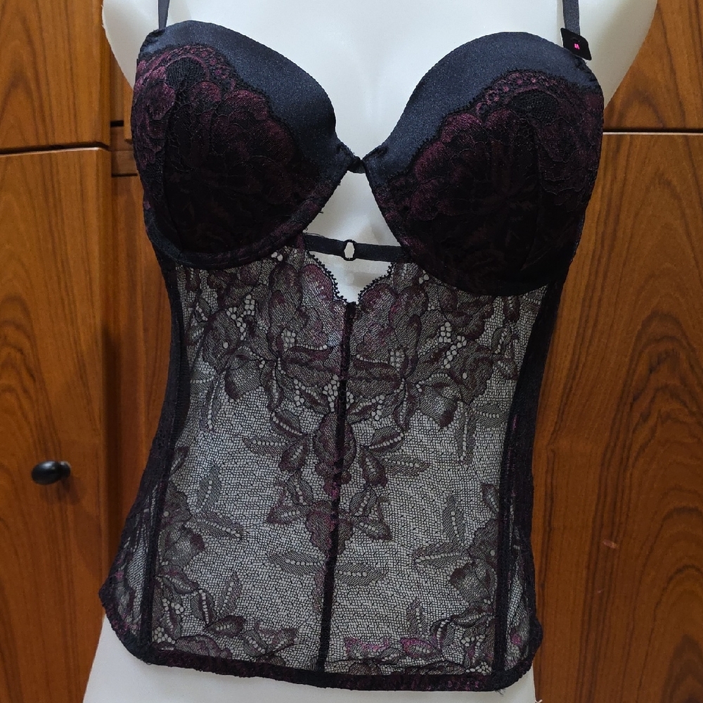 La SENZA Black and Dark Purple Lace Corset